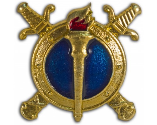 Эмблема петличная металлическая Юстиция МВД с эмалью (с факелом)